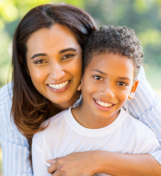 woman and son smiling