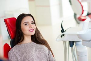 woman smiling happy dental visit