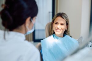 Woman smiling at the dentist